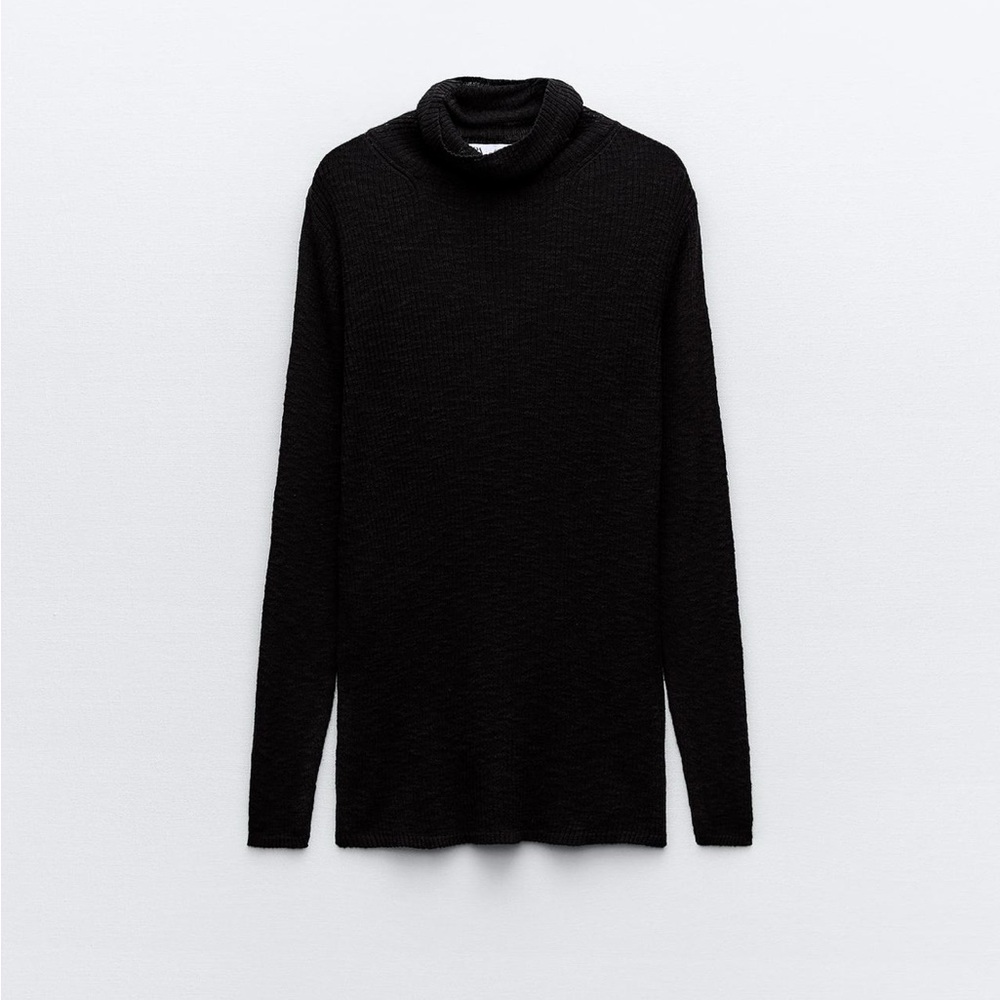 Zara Black Ribbed‎ Long Sleeve Sweater Size Medium NWTO